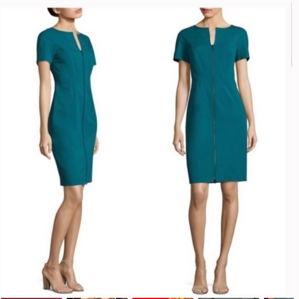 Lafayette 148 Deja Zip-Front Stretch Sheath Dress